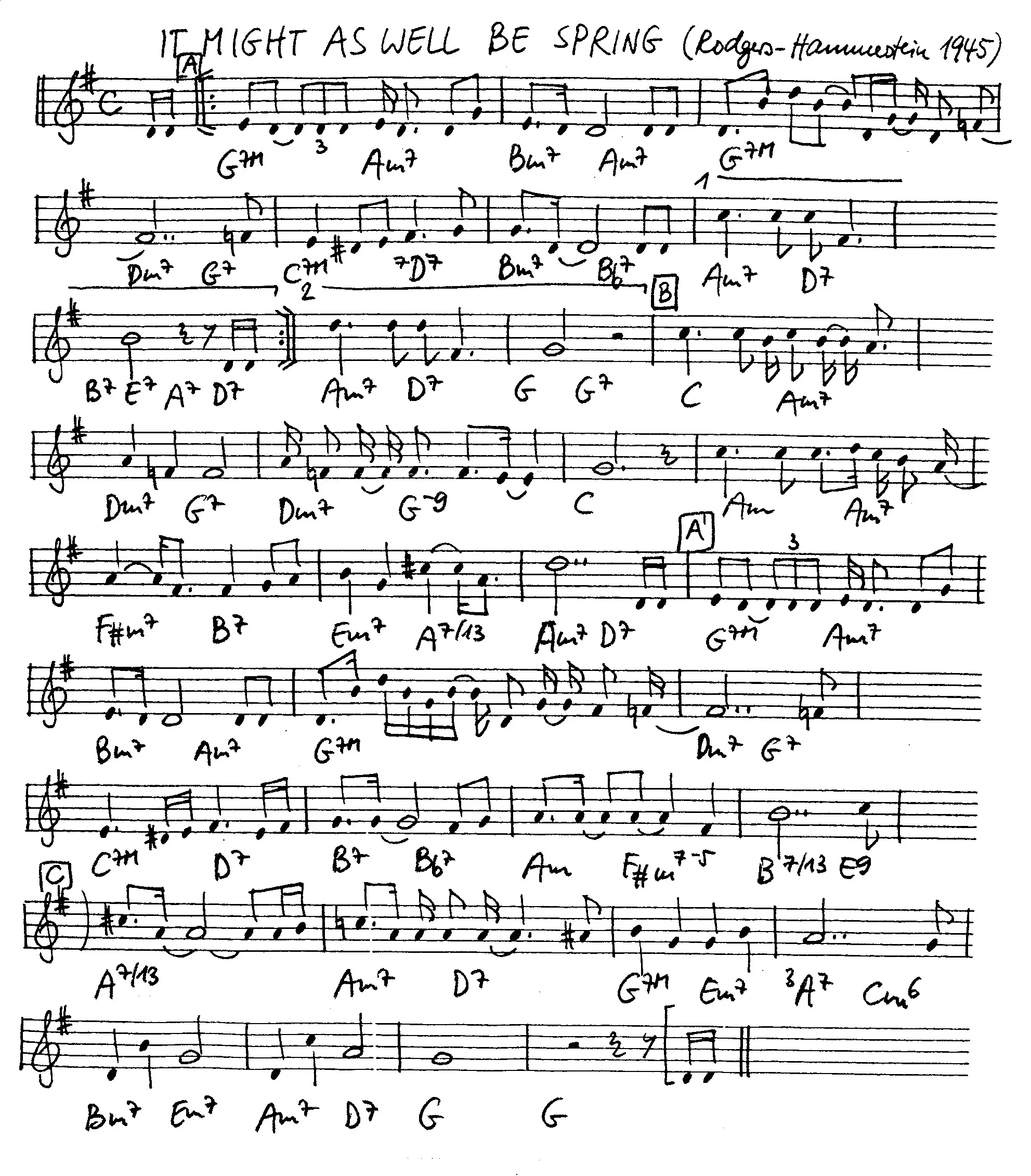it might as well be spring free jazz leadsheet - Courtesy of the Jungle Jazz Band